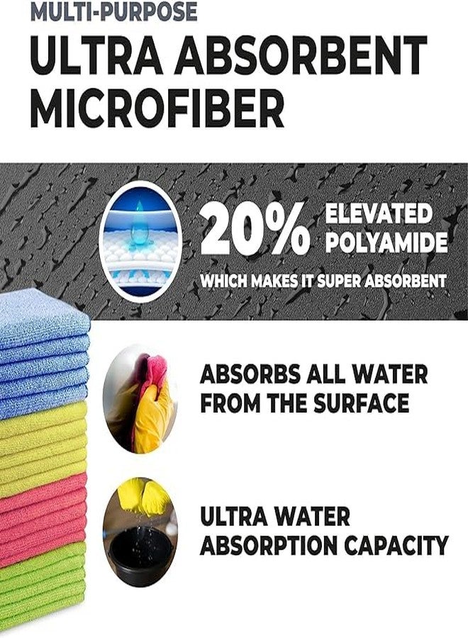 UrbanBite Microfiber Cleaning Cloths 40x40 cm 340 GSM (Pack of 4) Ultimate Multi-Purpose Solution for Home, Office, and Car, Highly Absorbent, Lint and Streak Free, Gentle on Surface (Random Colours) - Image 2